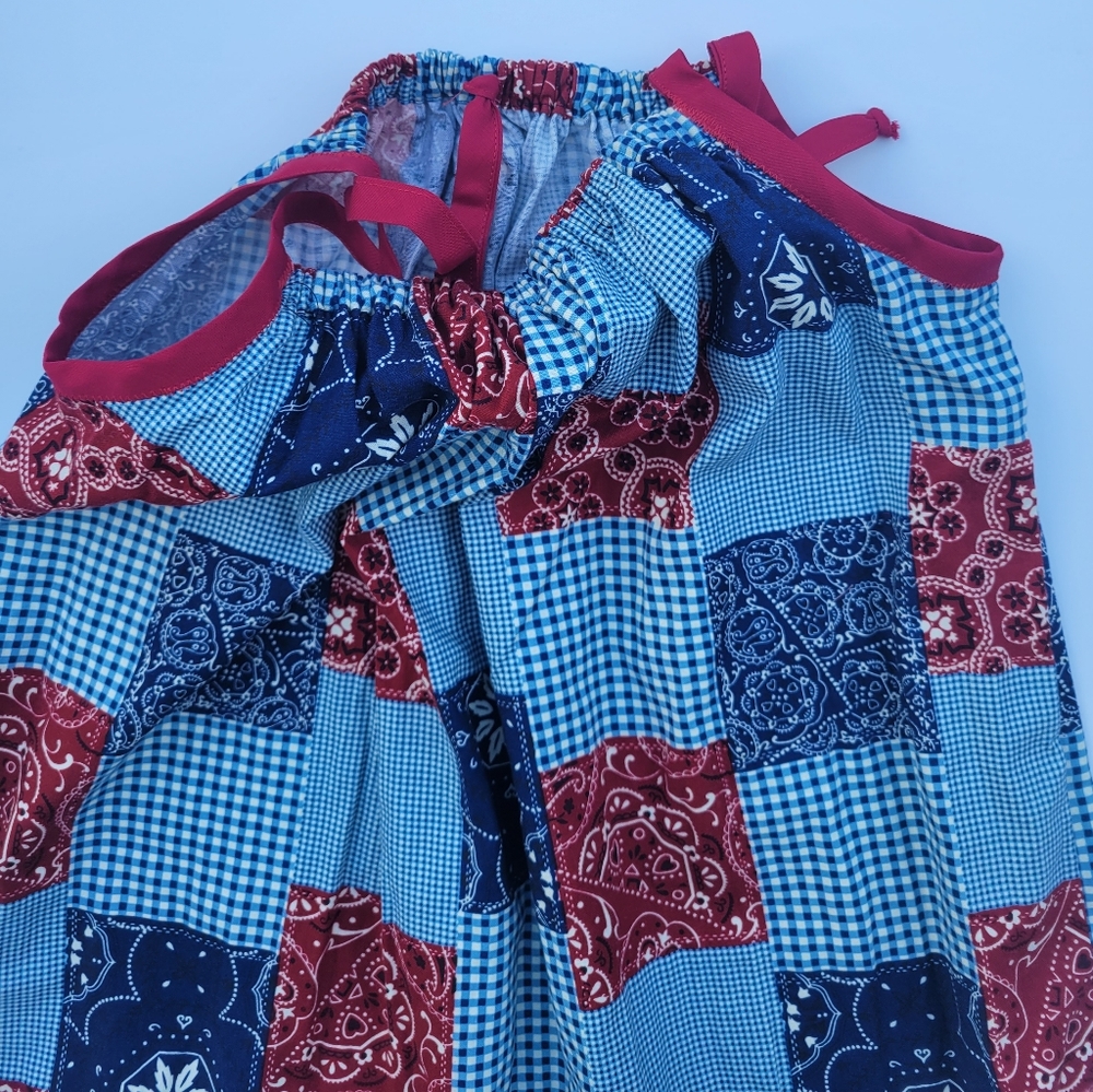 Michael Miller Bandana Patchwork Red/ Blue toddler Dress - Picture 3 of 6